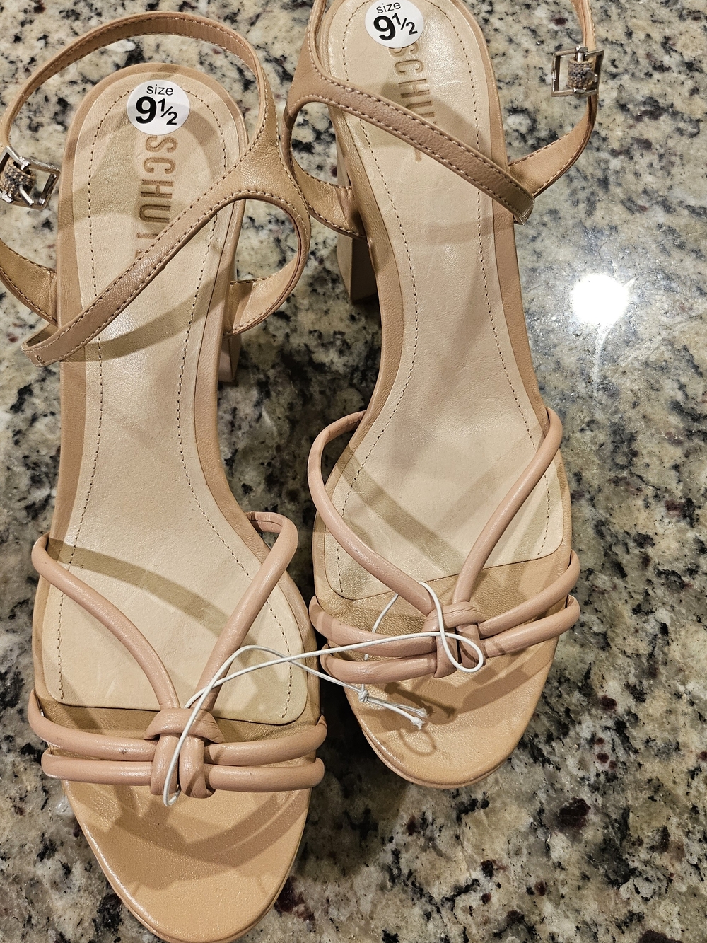 SCHUTZ Blush Nude Strappy Block Heel Sandals